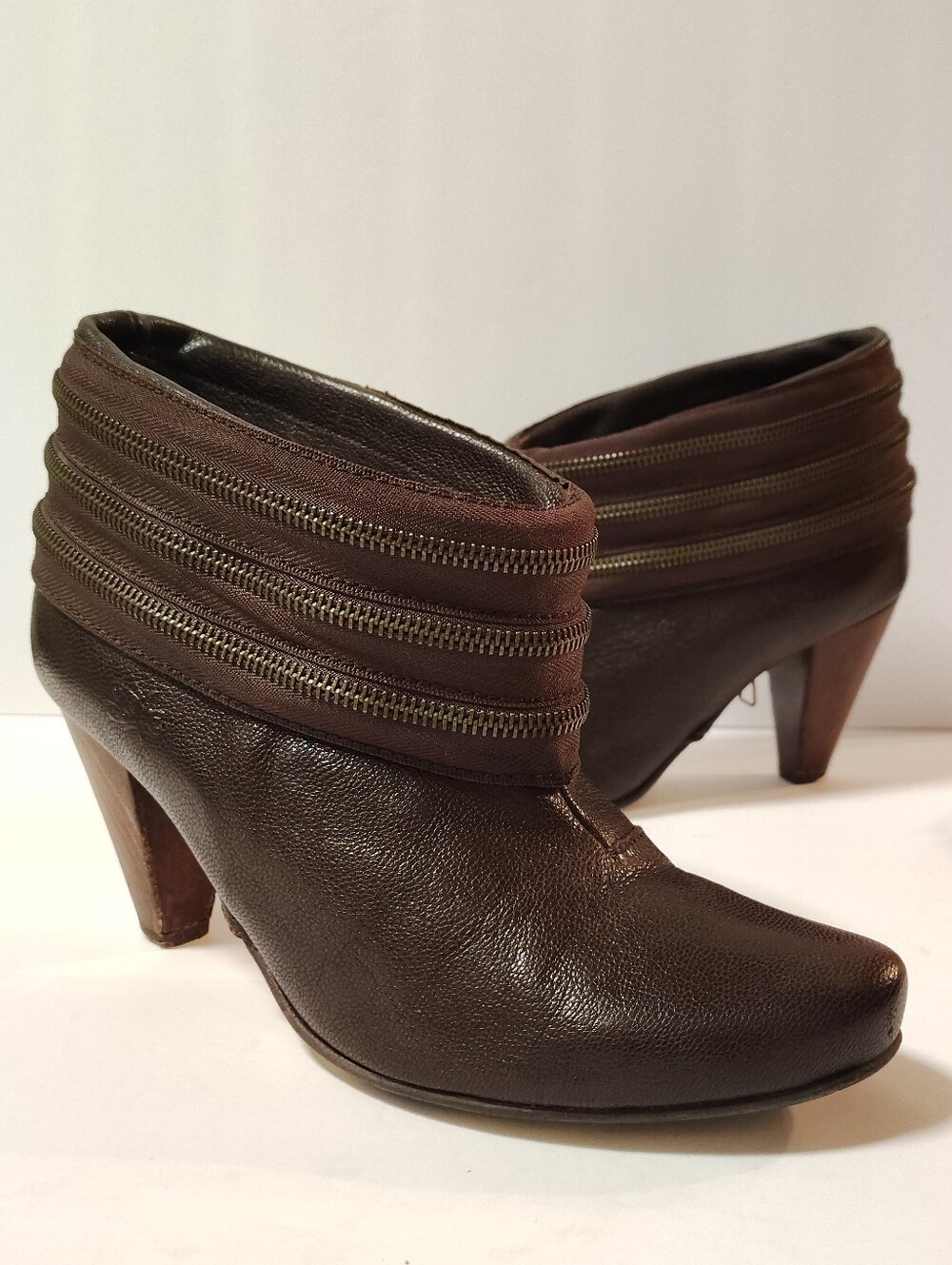Fly Girl Women’s Leather Ankle Slip-On Booties Block Heel Western Boots 40
